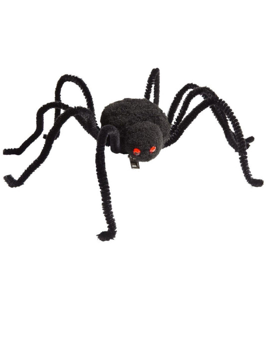 Détail du système de fixation de la coiffe araignée Halloween