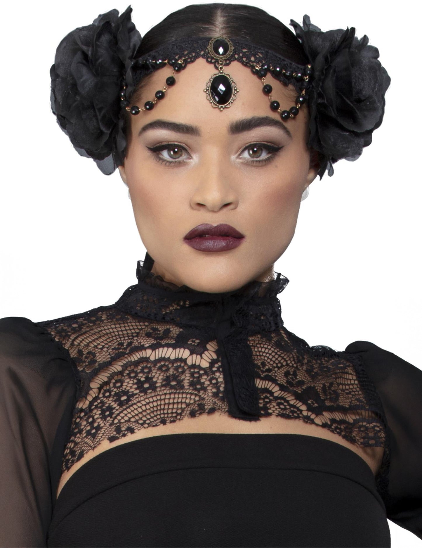 Fekete gótikus sapka felnőtt rózsákkal