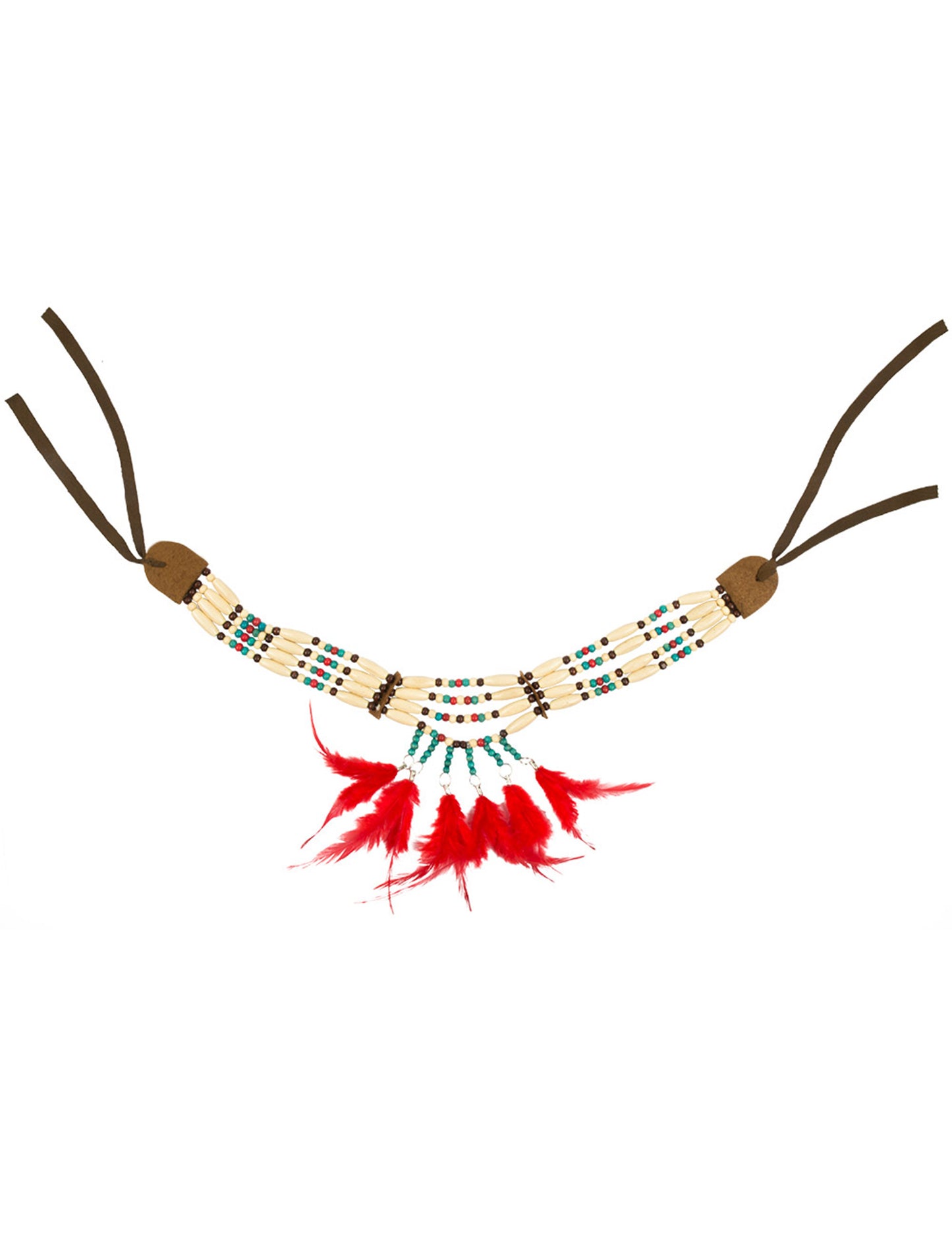 Indiai nyaklánc vörös nővel tollas