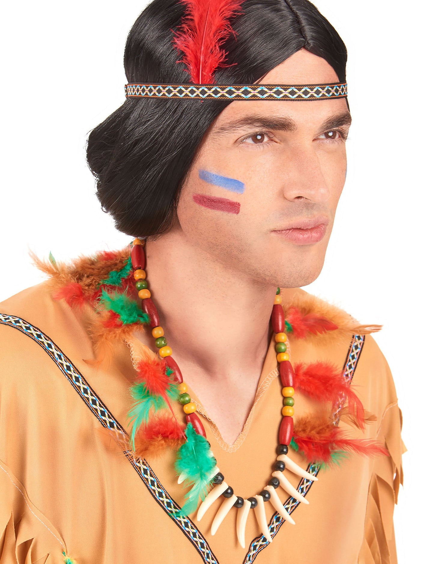 Közelkép az indián tollas nyakláncról