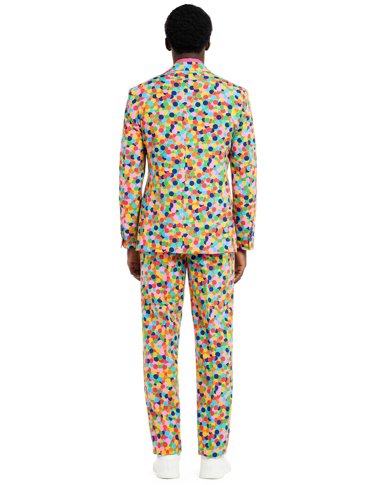 Hátulnézet a férfi Opposuits Mr. Confetteroni jelmezről
