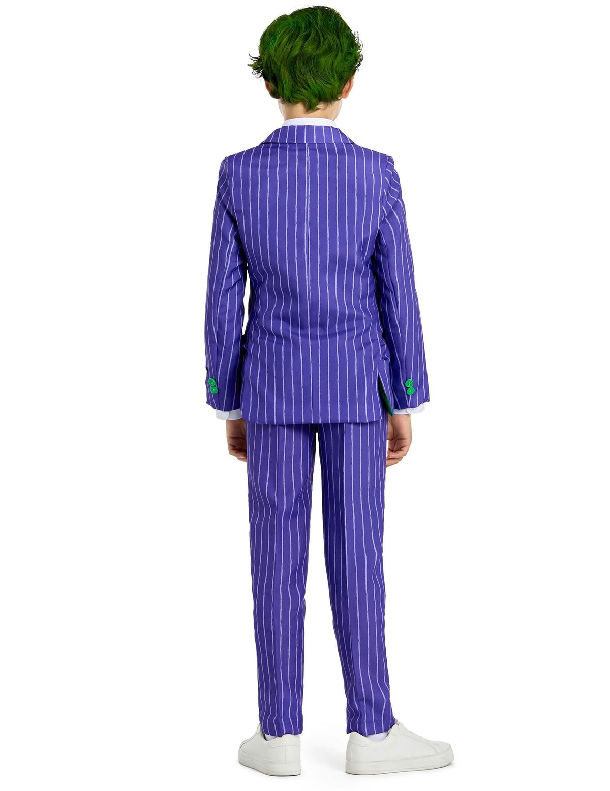 Hátulnézet a gyermek Mr. Joker jelmezről