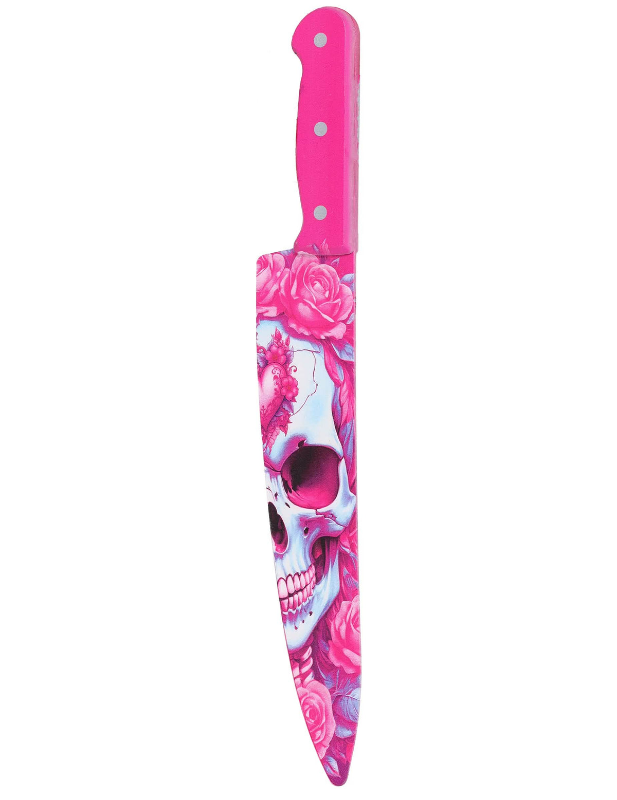 Rózsaszín koponyás kés 35 cm