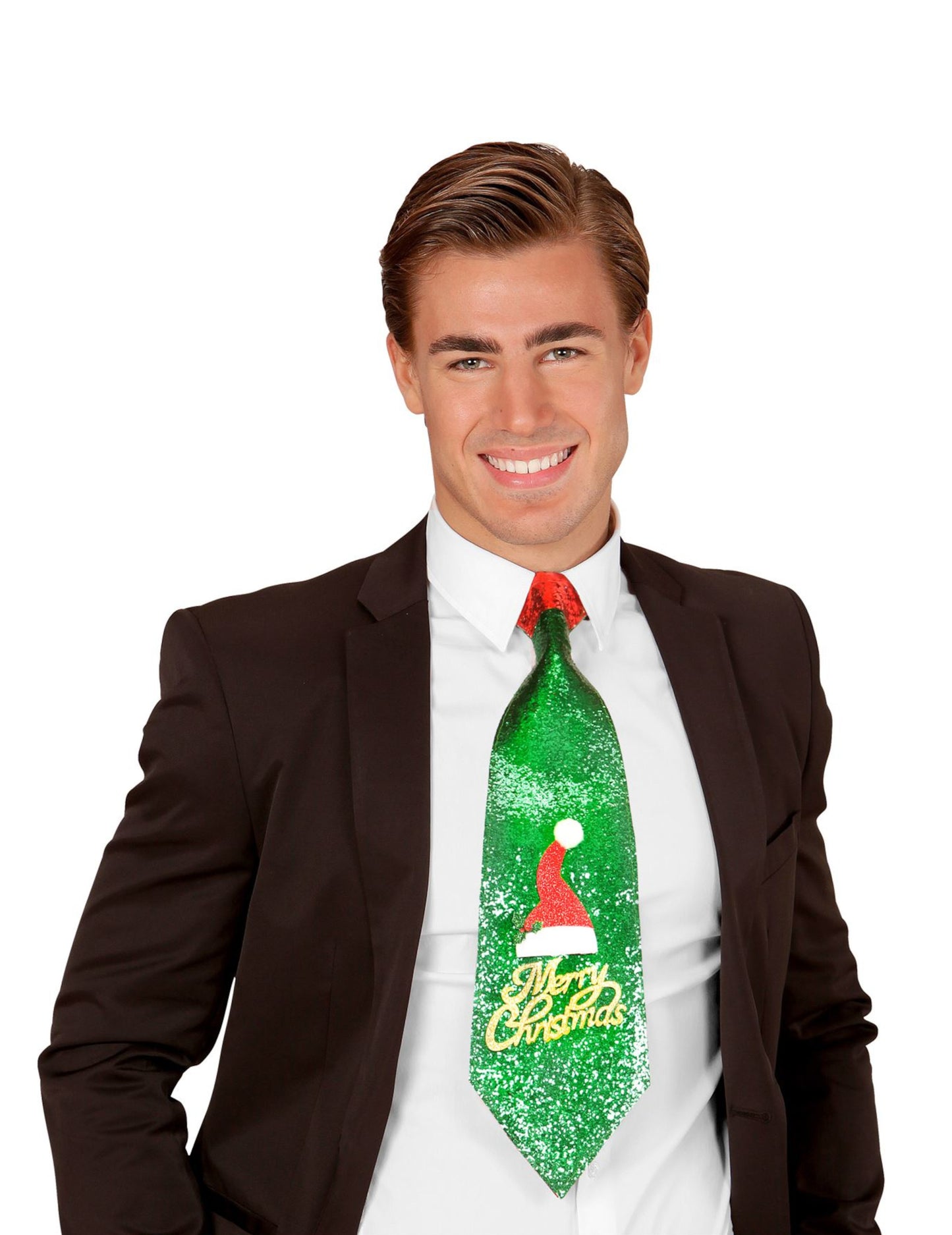 Boldog karácsonyt zöld csillogó nyakkendő