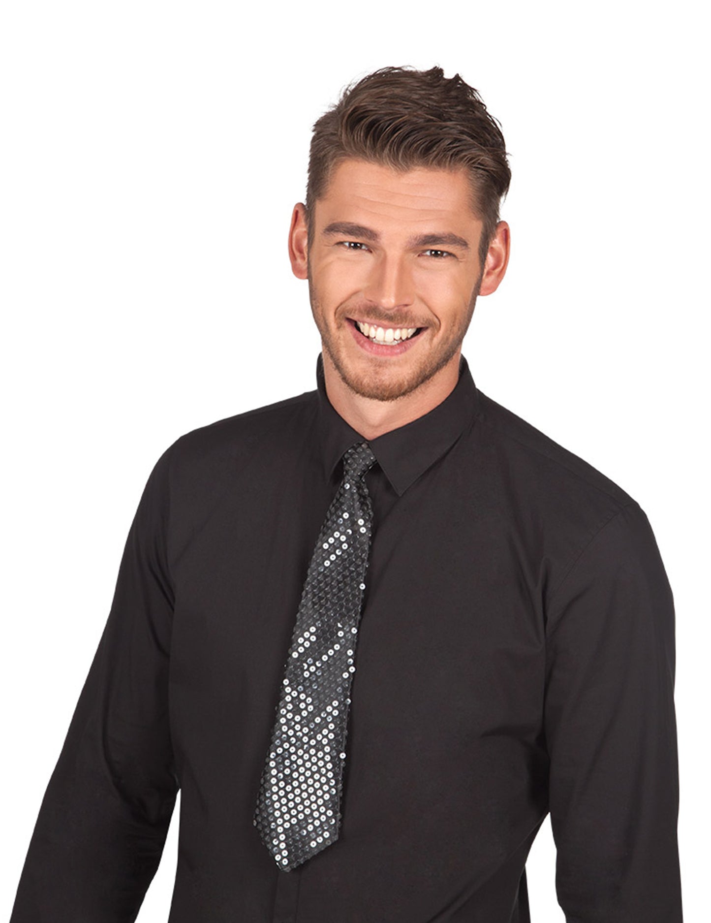 Fekete nyakkendő felnőtt átlátszó flitterekkel