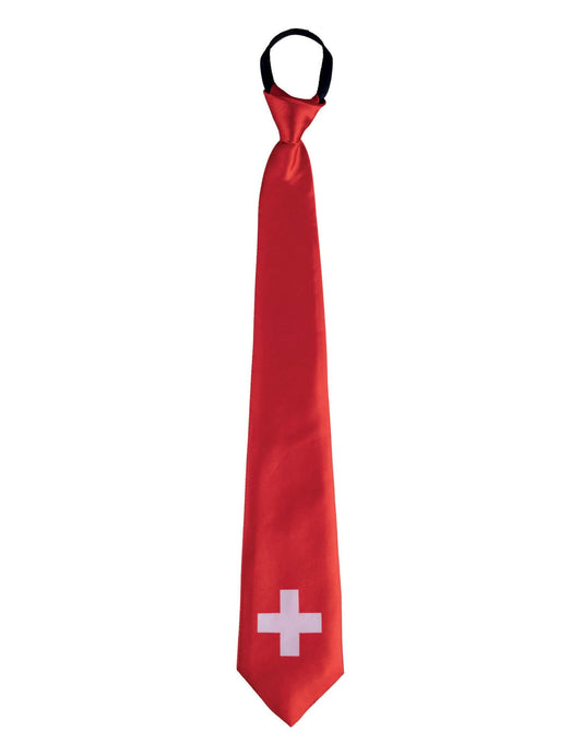 Vue de face de la cravate drapeau Suisse