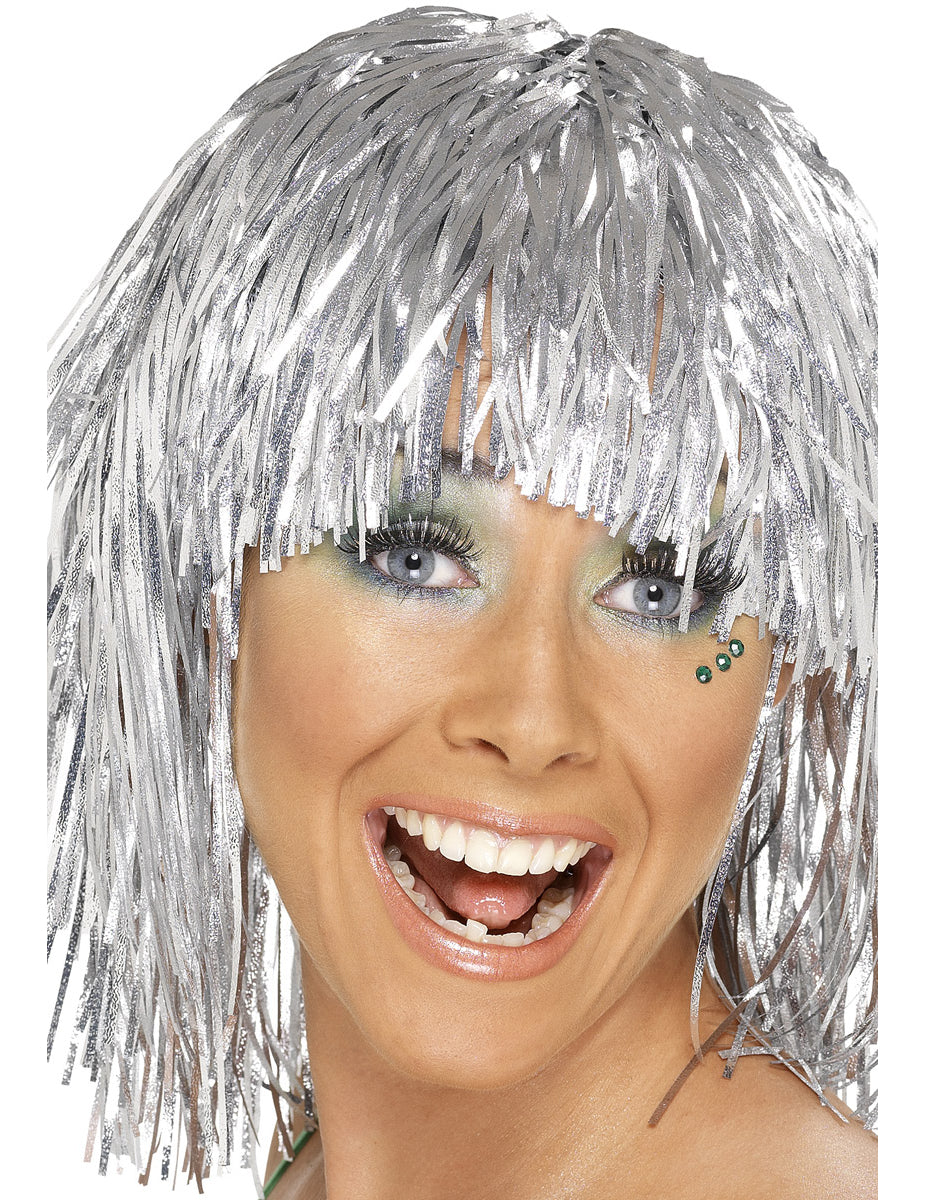 Felnőtt ezüst fém disco paróka