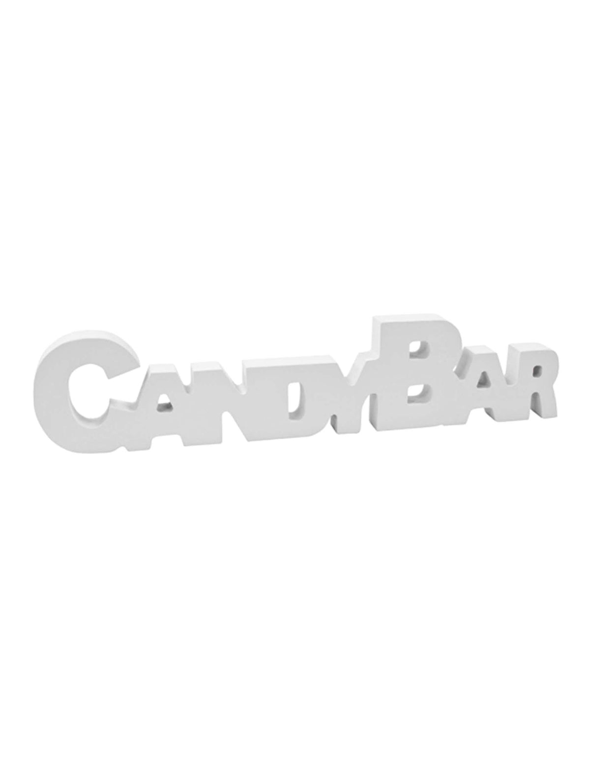 Fa asztali dekoráció candy barhoz fehér esküvőre