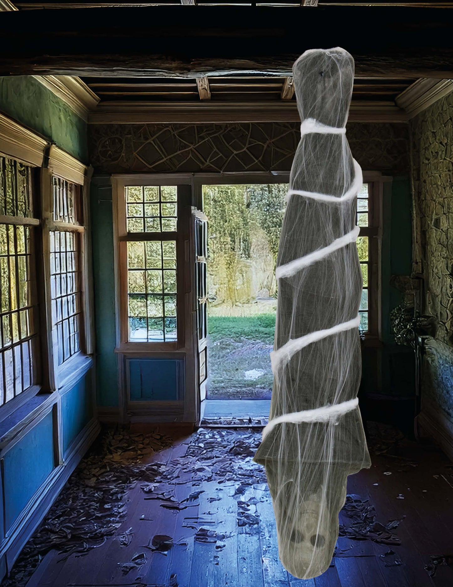 Világító múmia függő dekoráció 75 cm