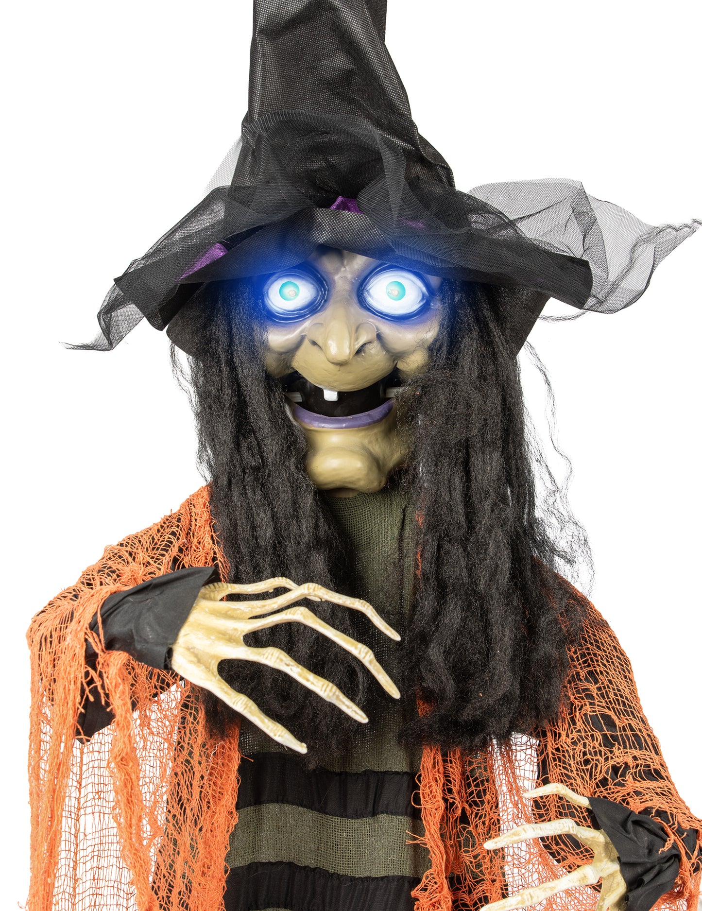 Animált, hanggal és fénnyel függő boszorkánydekoráció 183 cm