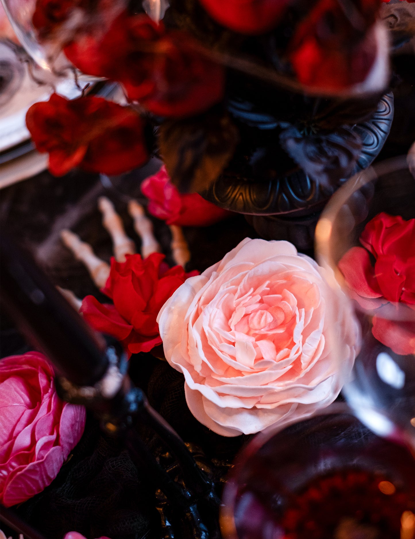 Antik rózsaszín asztaldísz 12 cm művirág