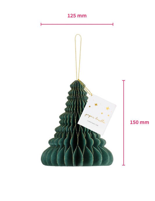 Dimensions de la décoration en papier alvéolé sapin de Noël