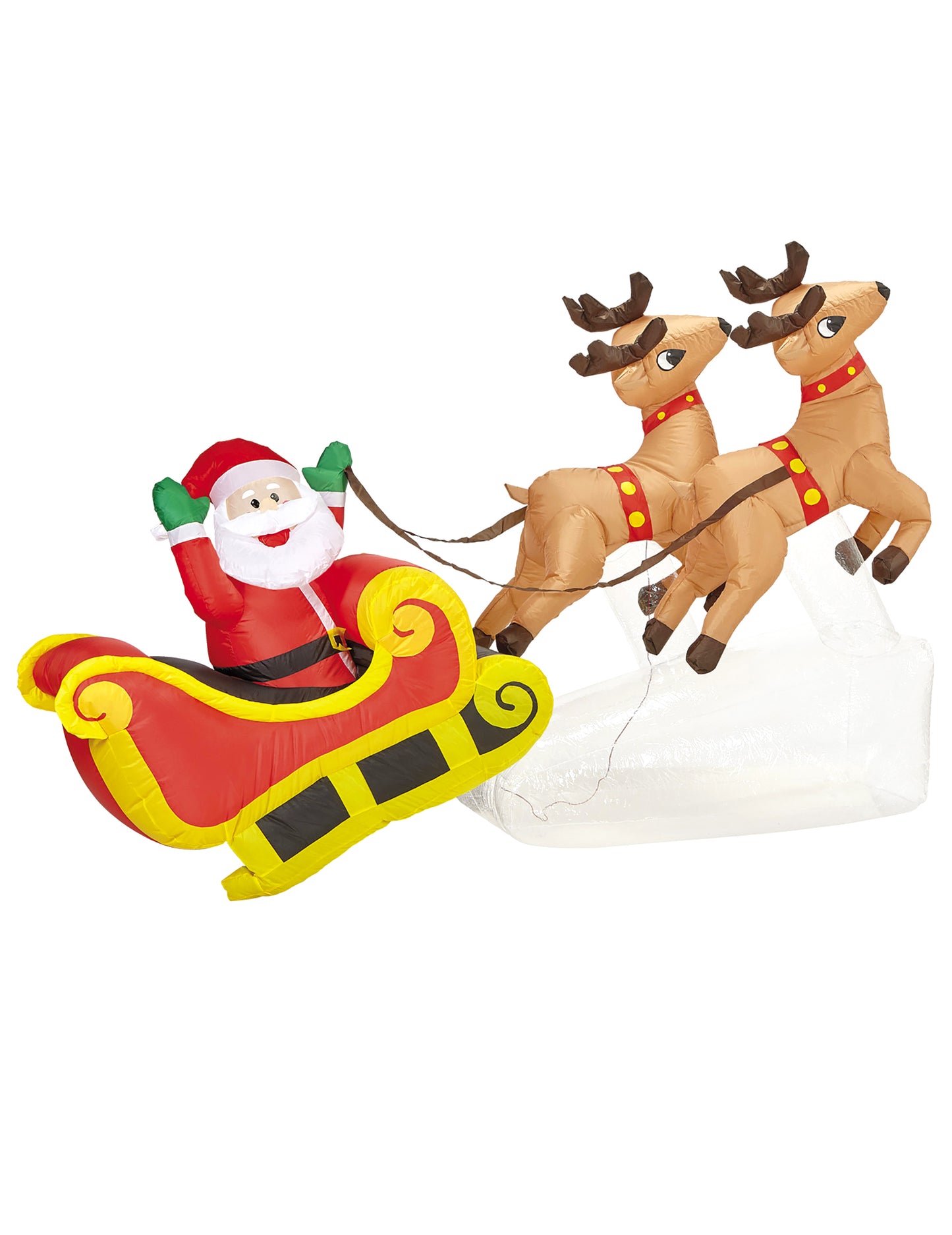 Világító, felfújható Mikulás szán dekoráció 210 cm