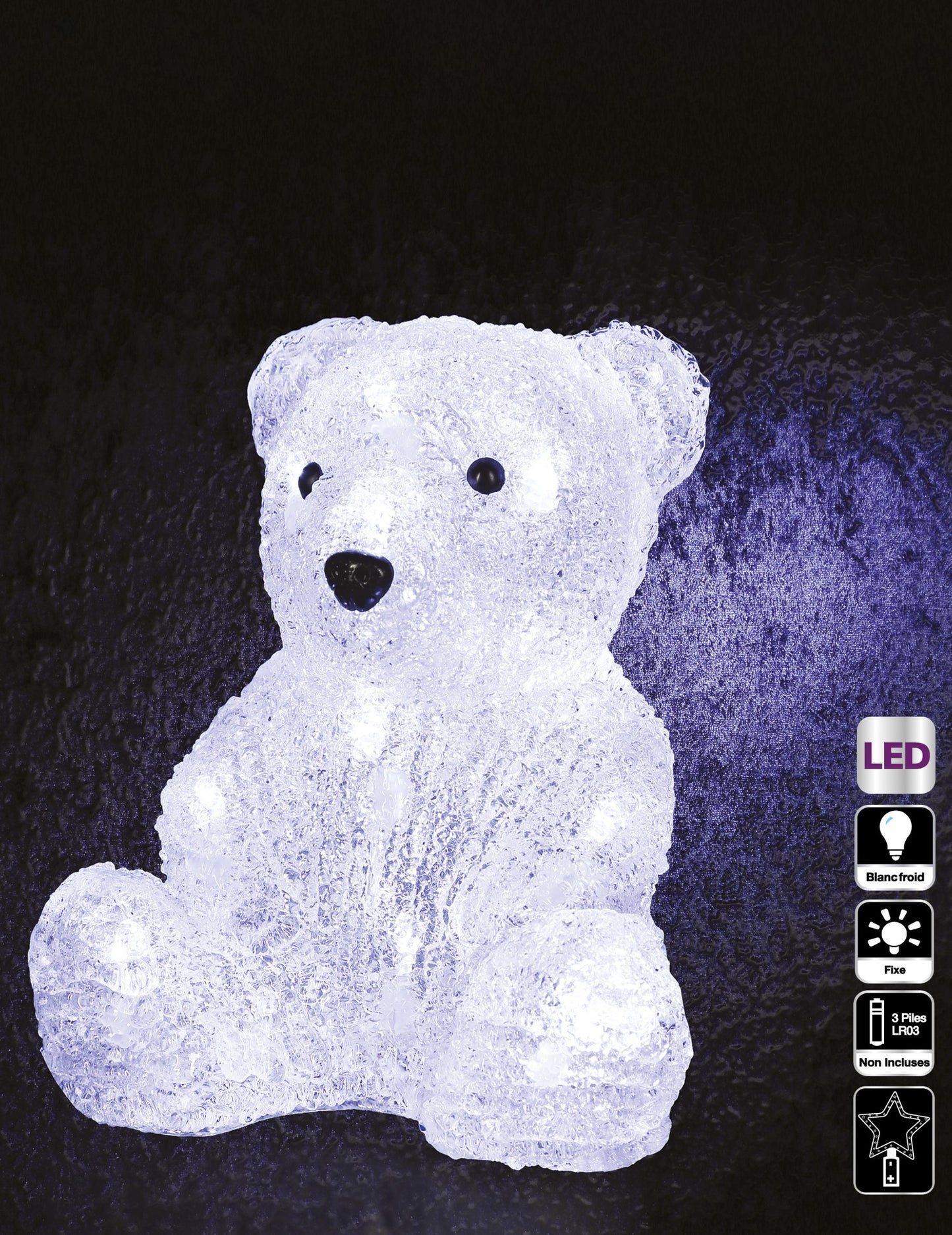 Jegesmedve fénydekoráció 20 cm 16 hideg fehér LED
