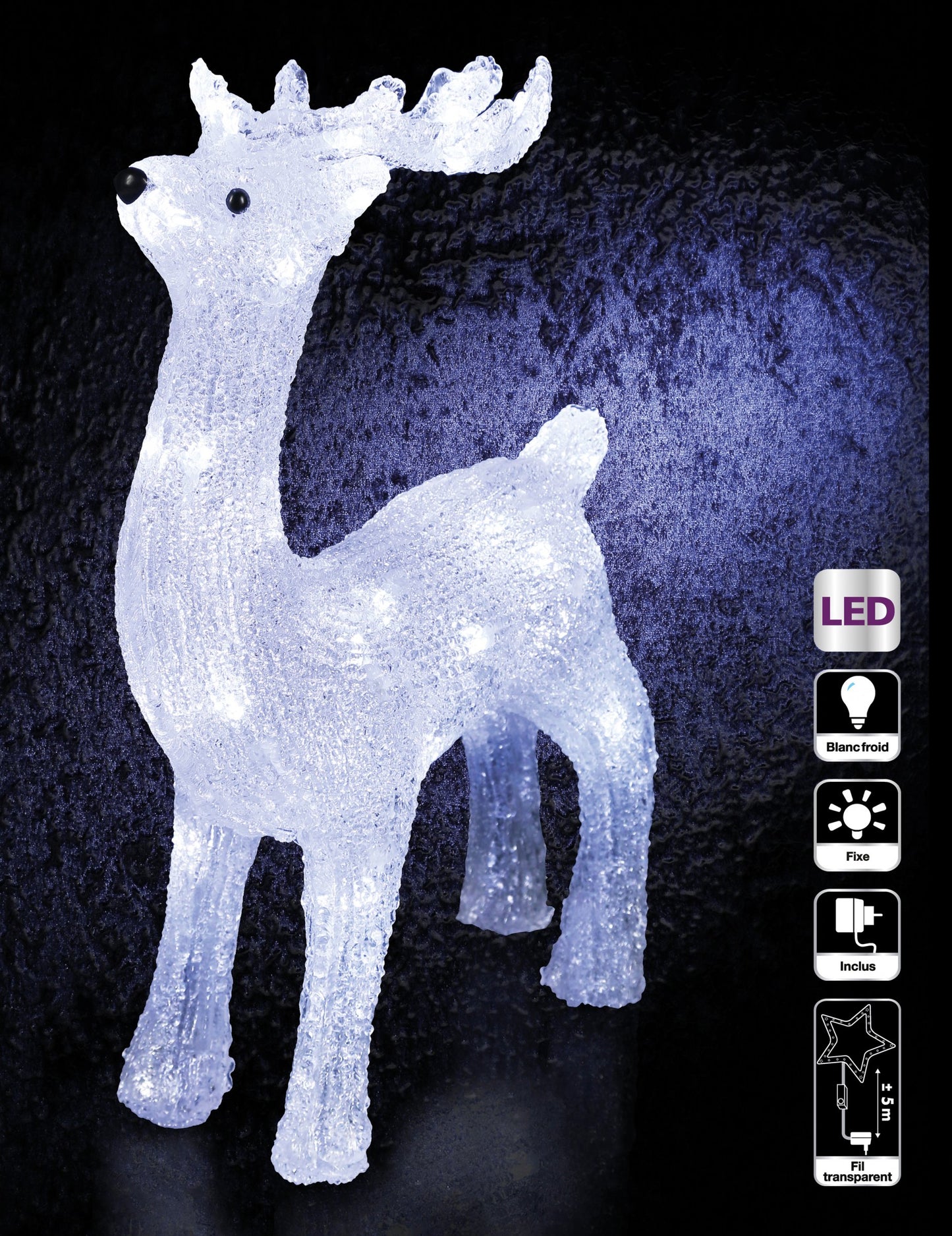 Világító rénszarvas dekoráció 45 cm