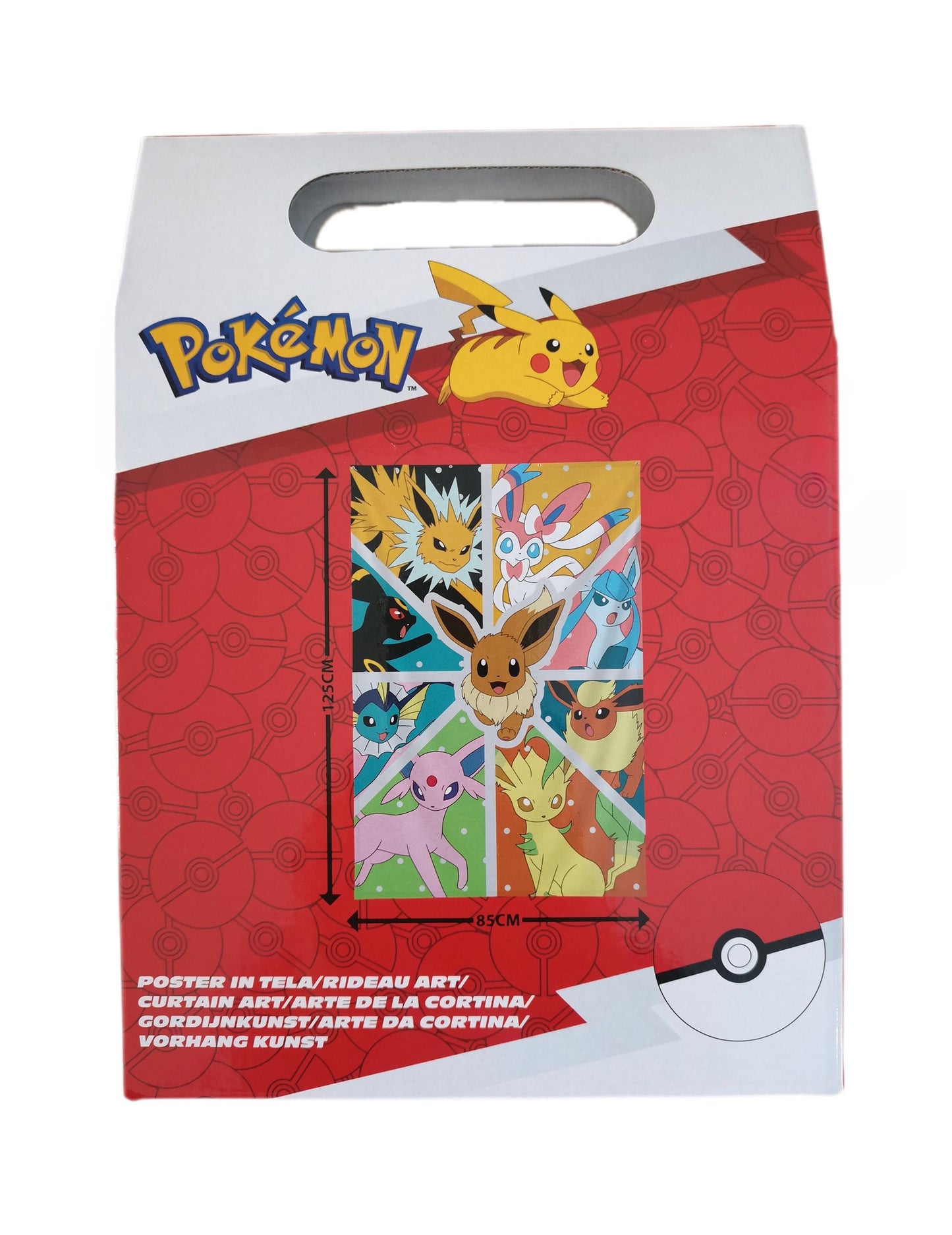 Pokémon™ Fali Dekoráció Évoli Átalakulások 125×85 cm fém ringlikkel