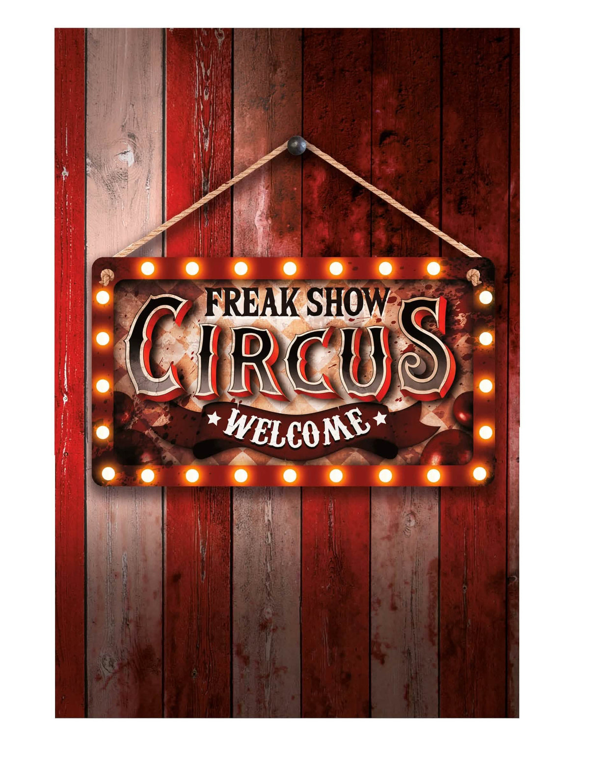 Circus tábla dekoráció vintage Freak Show partira piros és fehér