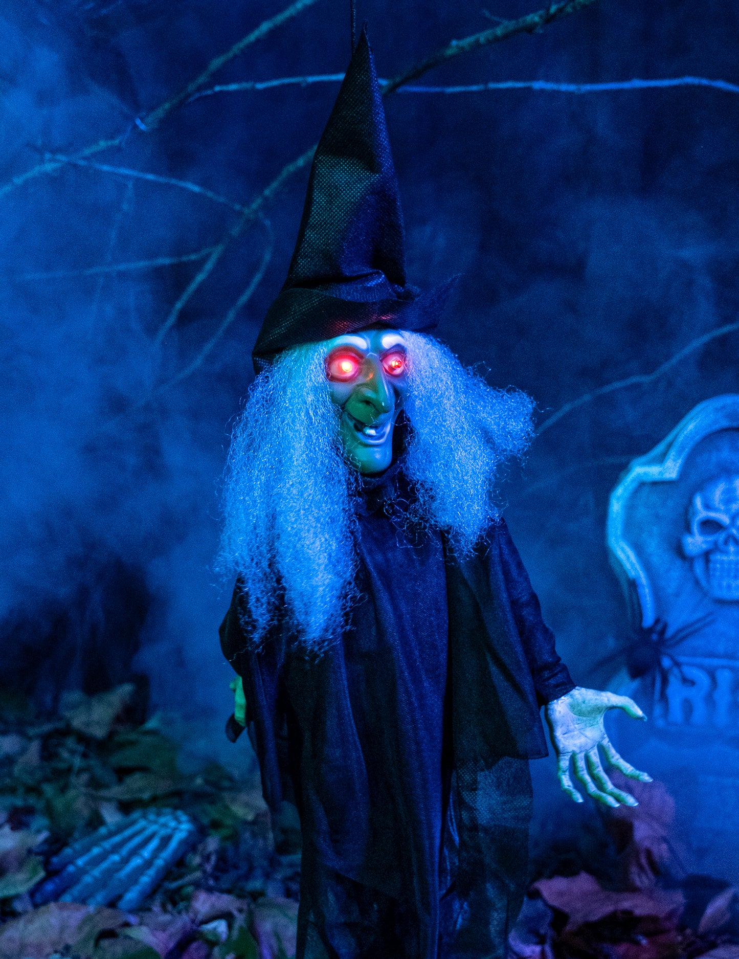 Világító és értelmes animált boszorkány dekoráció Halloween