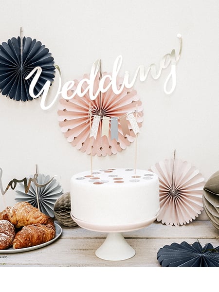 Ezüst esküvői girland 45 x 12 cm kartonból