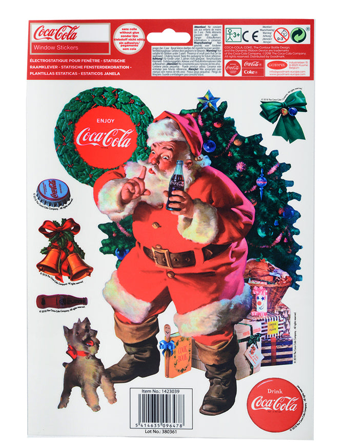 Détail des autocollants de la décoration pour fenêtres Coca-Cola Père Noël