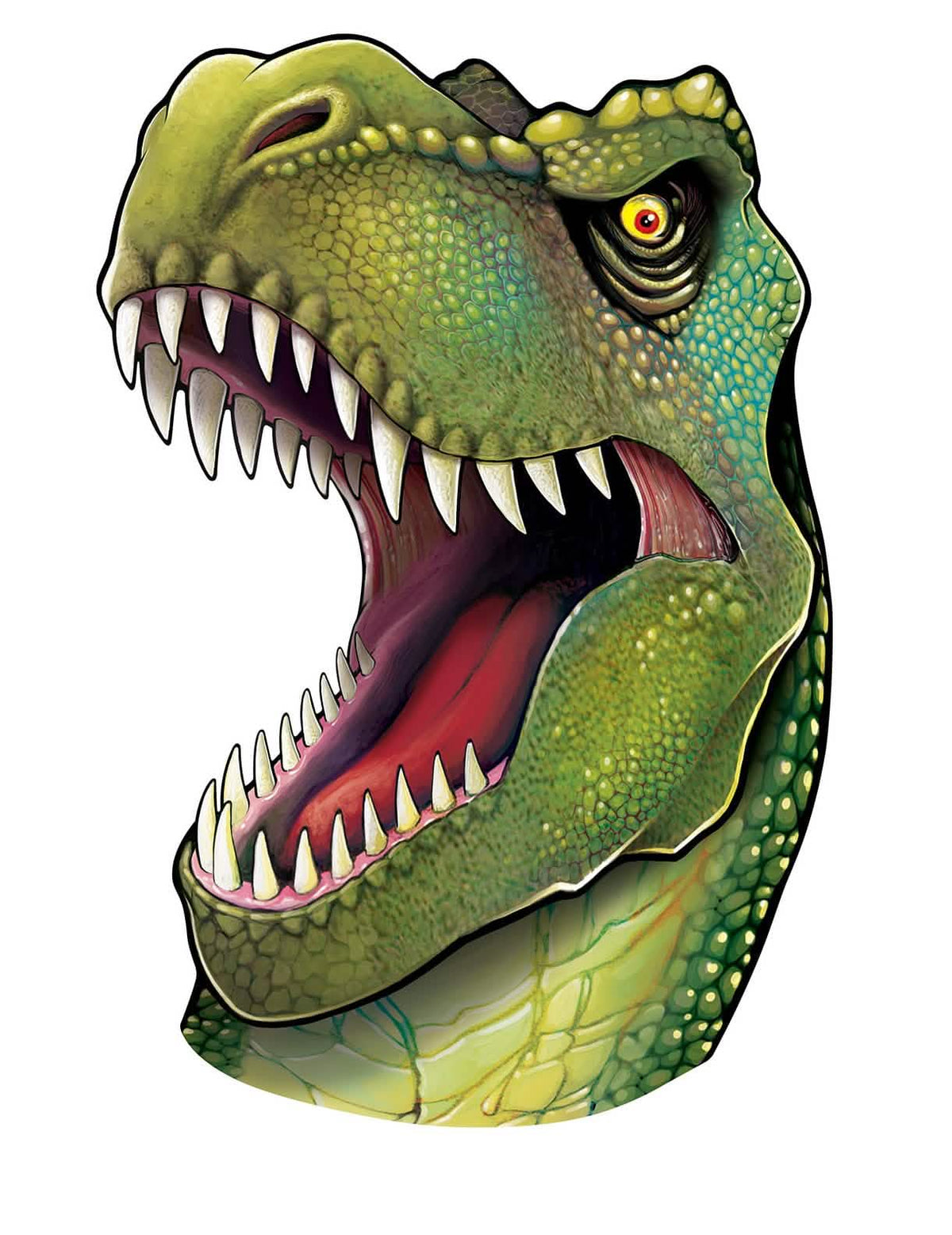 gyermek dinoszaurusz-fej falidísz zöld nyitott szájjal