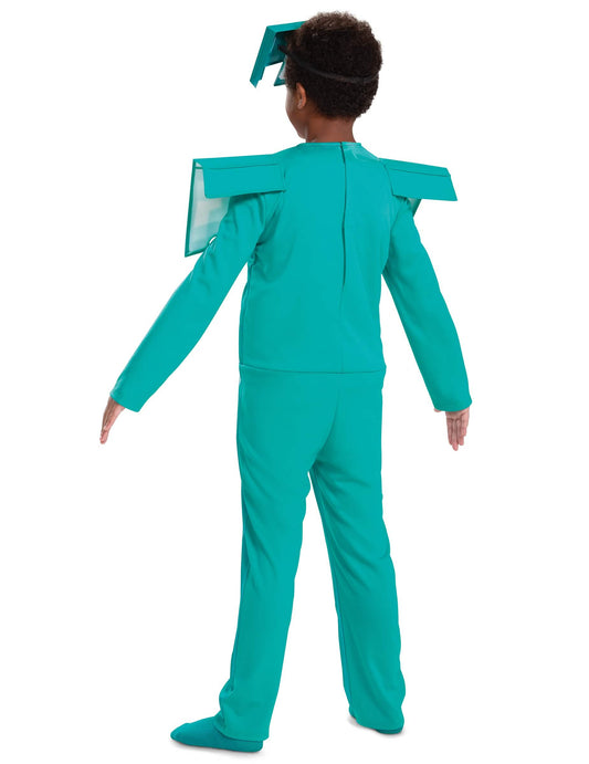 Déguisement classique Armure de Diamant Minecraft pour enfant bleu turquoise vue de dos