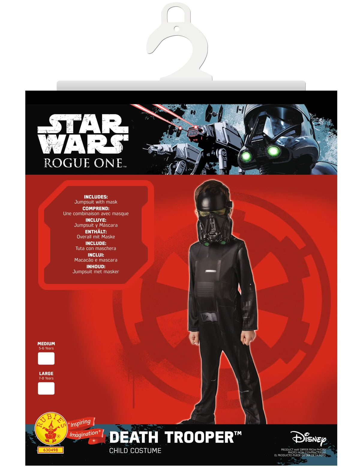 A klasszikus Death trooper Star Wars Rogue One gyermek jelmez csomagolásának nézete