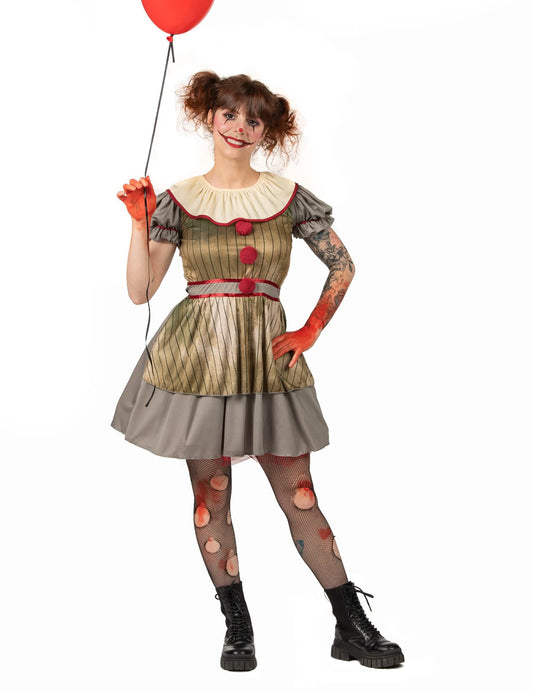 Vue d'ensemble du déguisement clown psycho pour femme