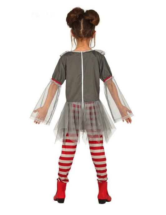 Vue de dos du déguisement de clown psychopathe pour fille