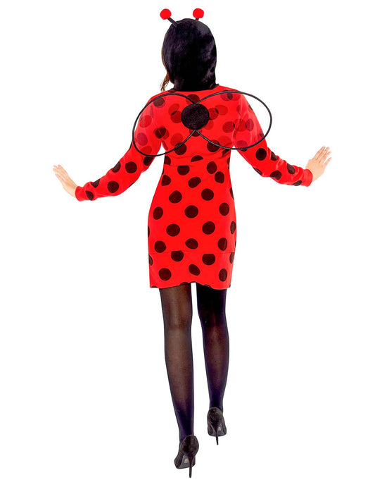 Vue de dos du déguisement coccinelle à pois pour femme