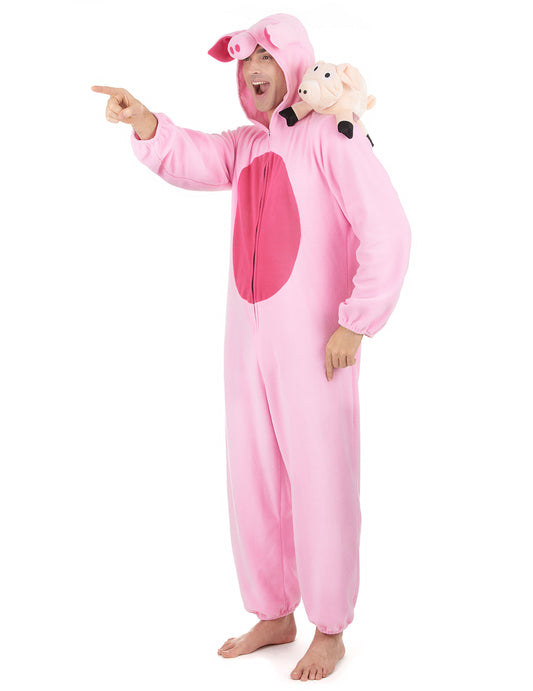 Vue de profil du déguisement cochon pour homme