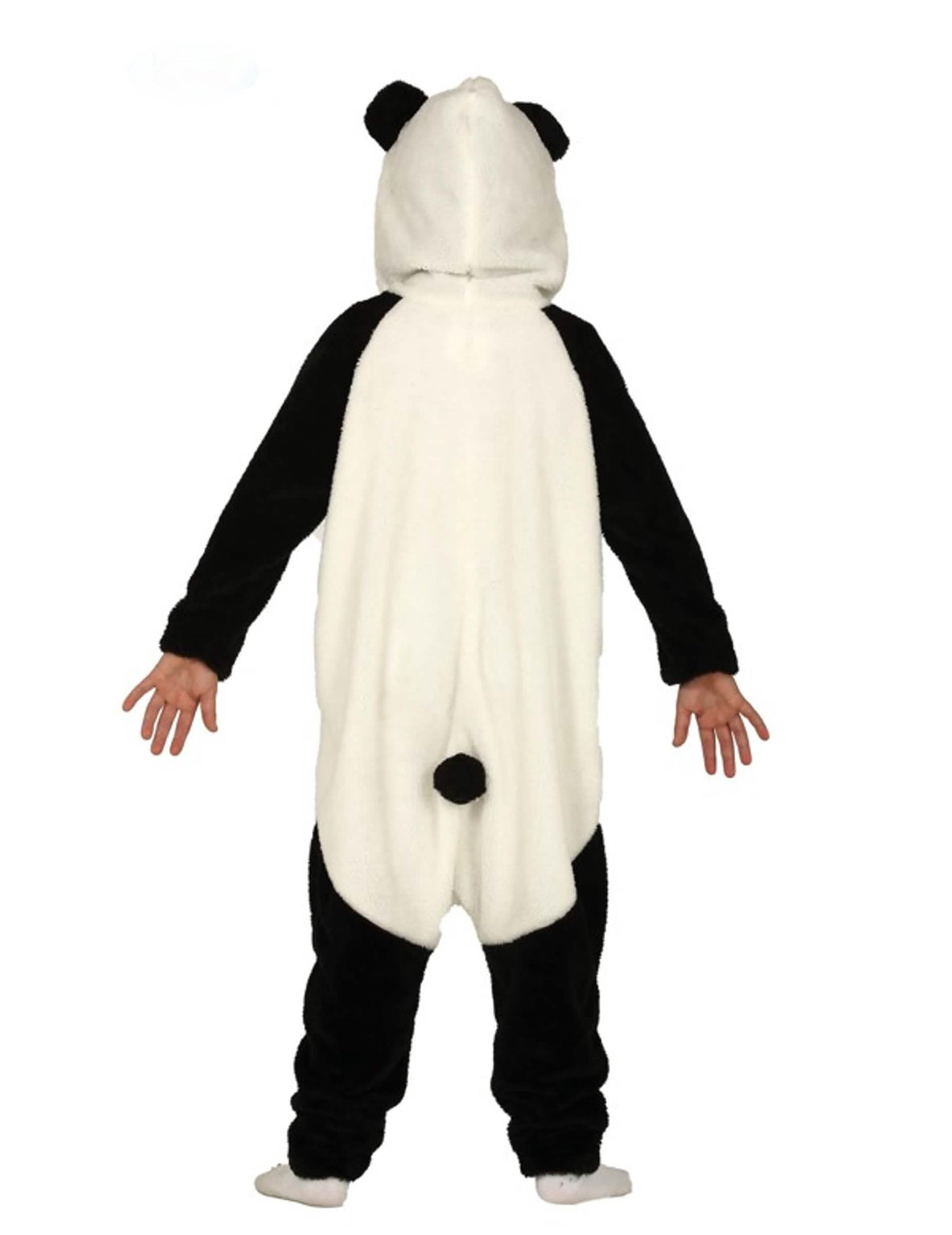 Hátulnézetből látható panda kezeslábas jelmez