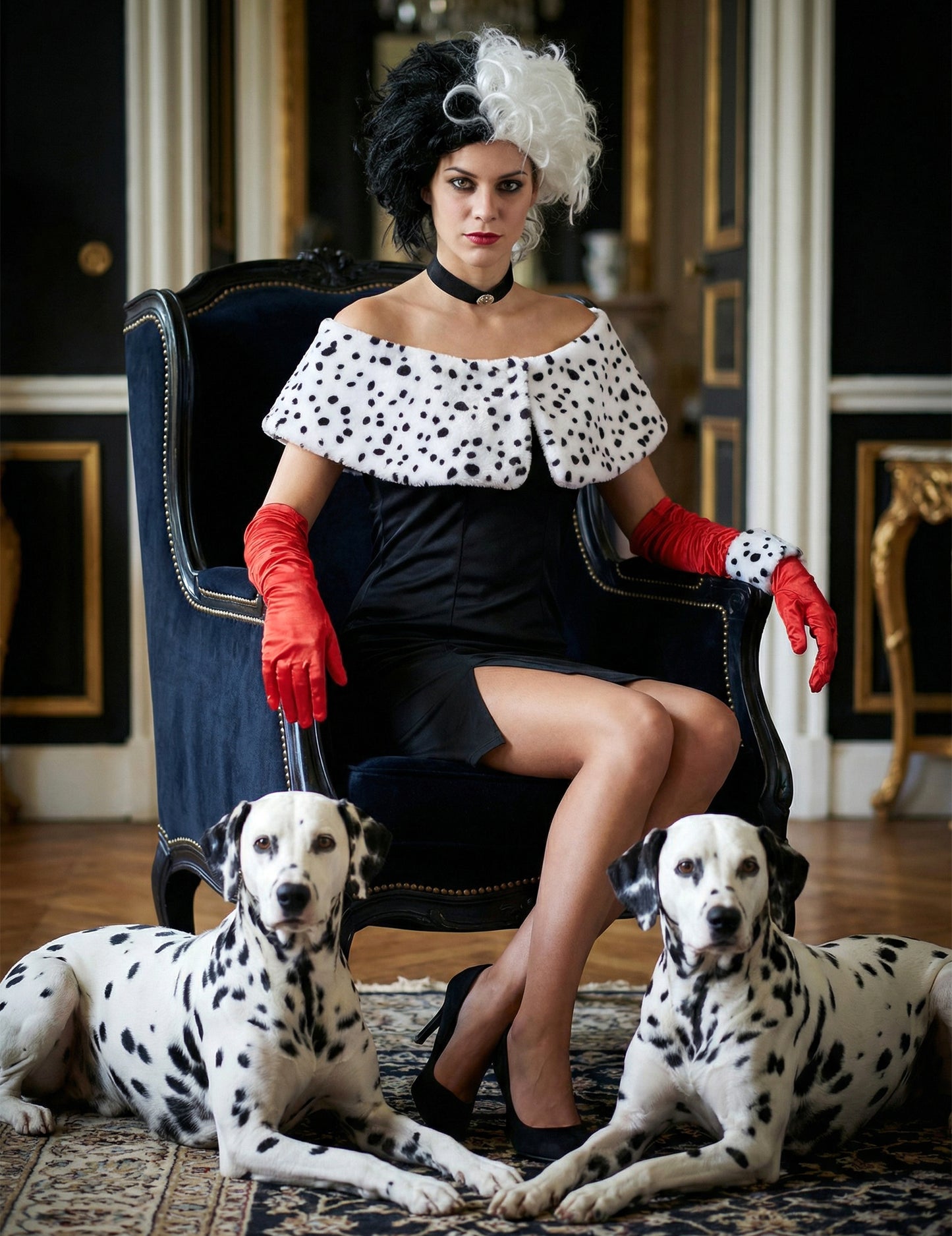 Jelenet dalmaták társaságában a szexi gonosz női jelmezben