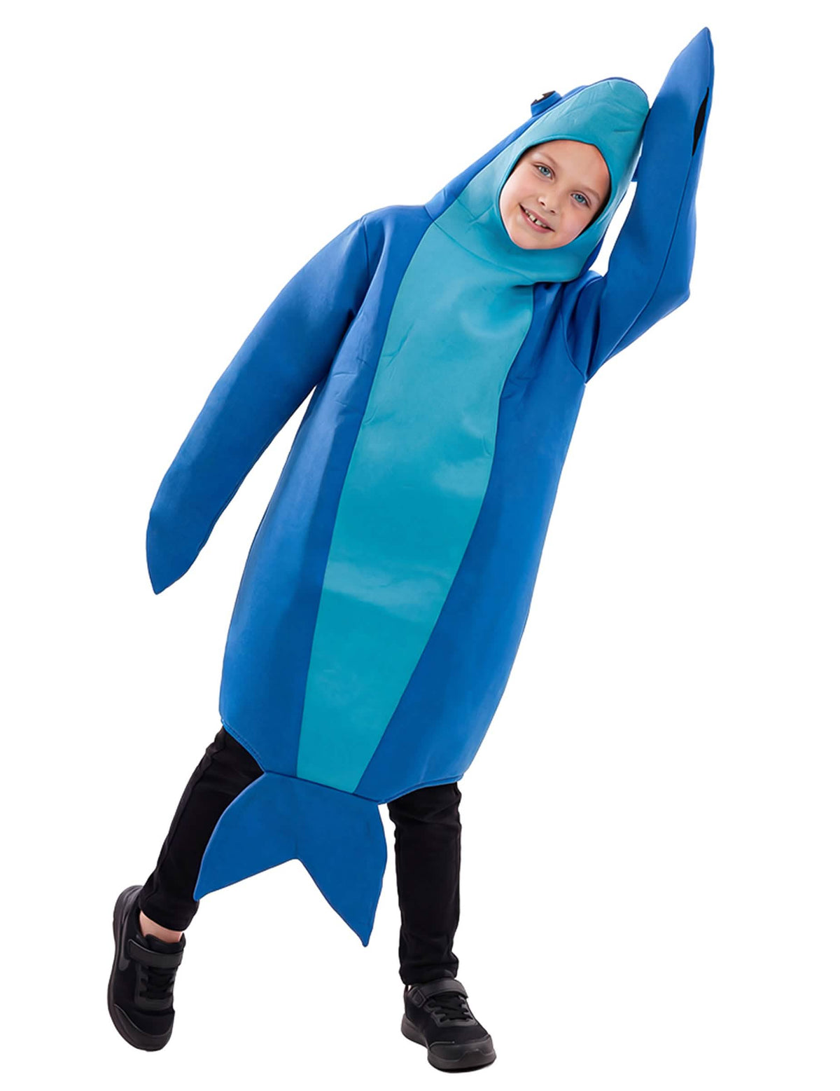 Elölnézetből látható gyermek delfin jelmez