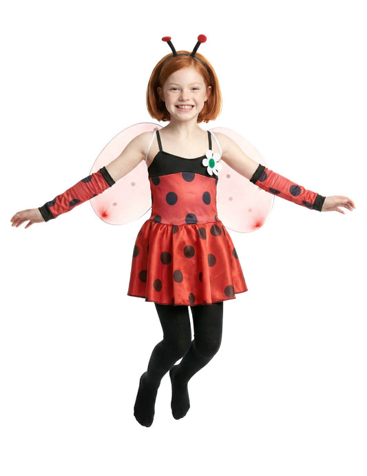 Vue de face du déguisement de coccinelle pour fille