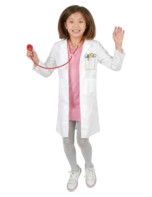Vue de face du déguisement de docteur pour fille