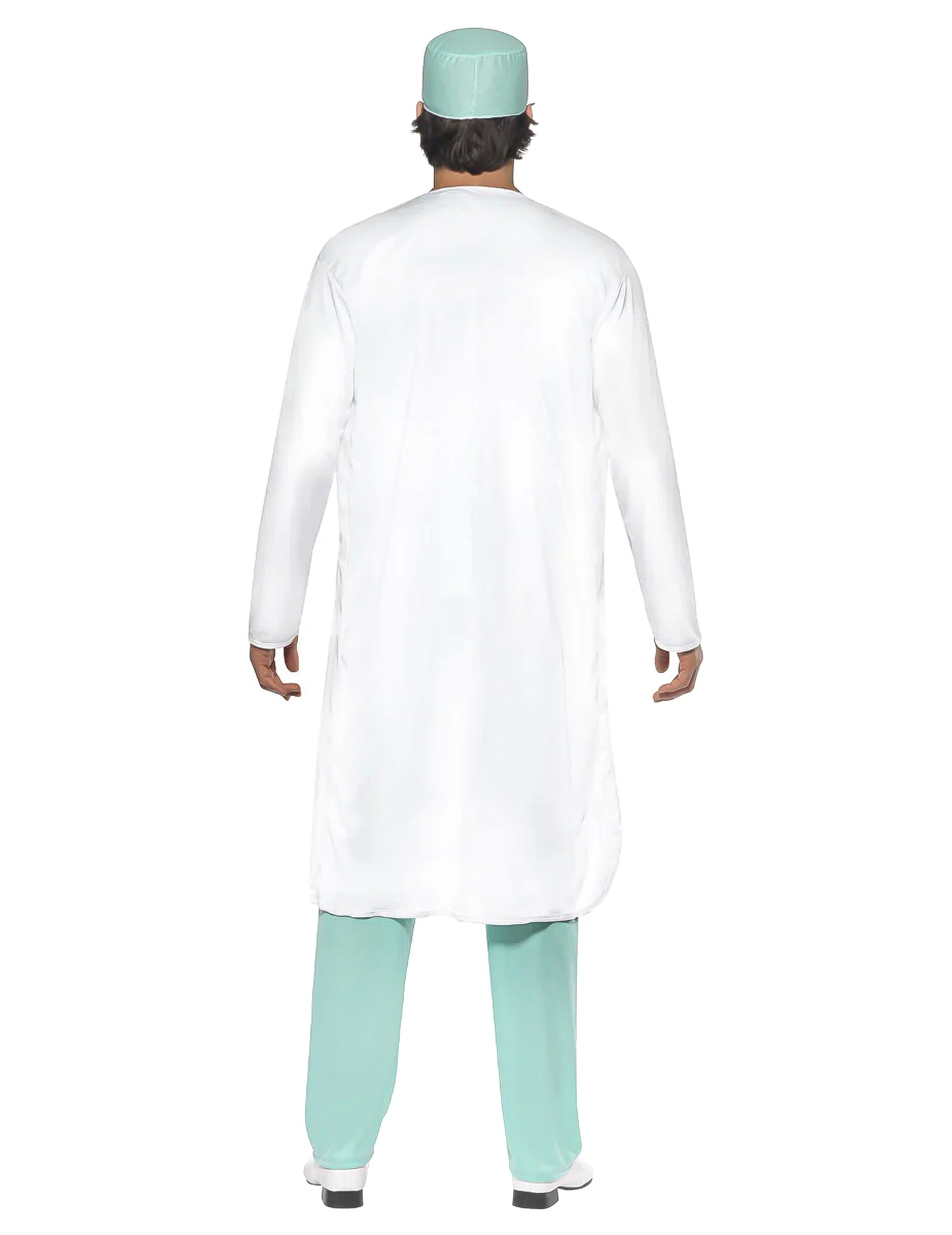 Déguisement de docteur pour homme blanc et vert vue de dos