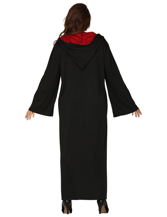 Vue de dos du déguisement étudiante sorcière pour femme