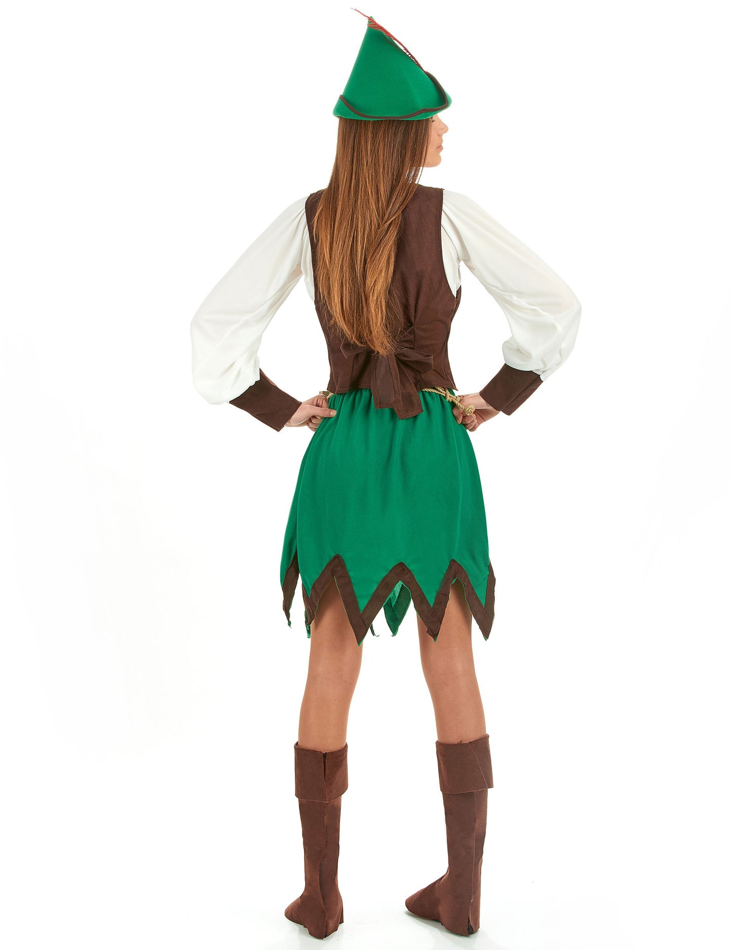 Hátulnézet az erdei női jelmezről