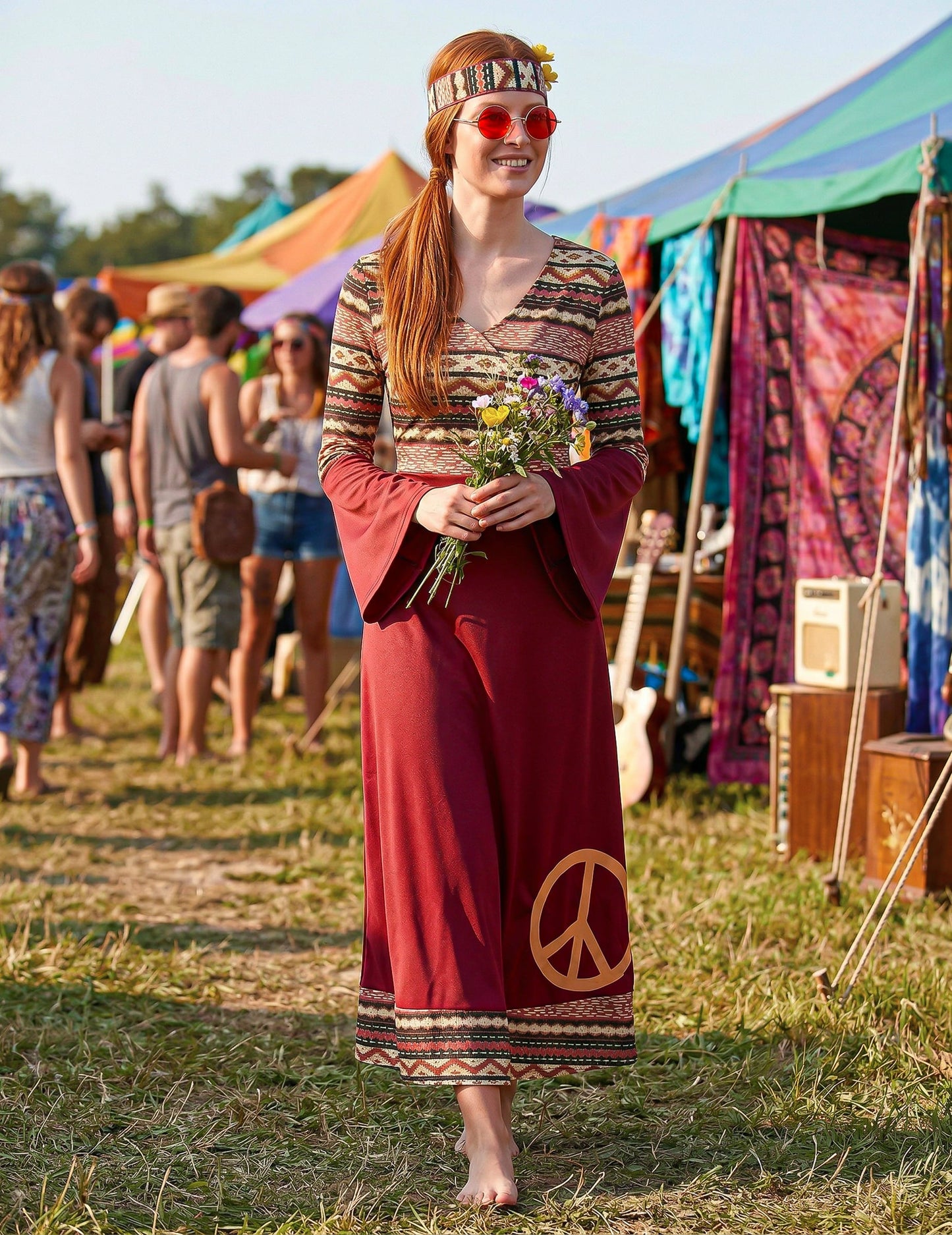 Hippie Bordeaux női jelmez