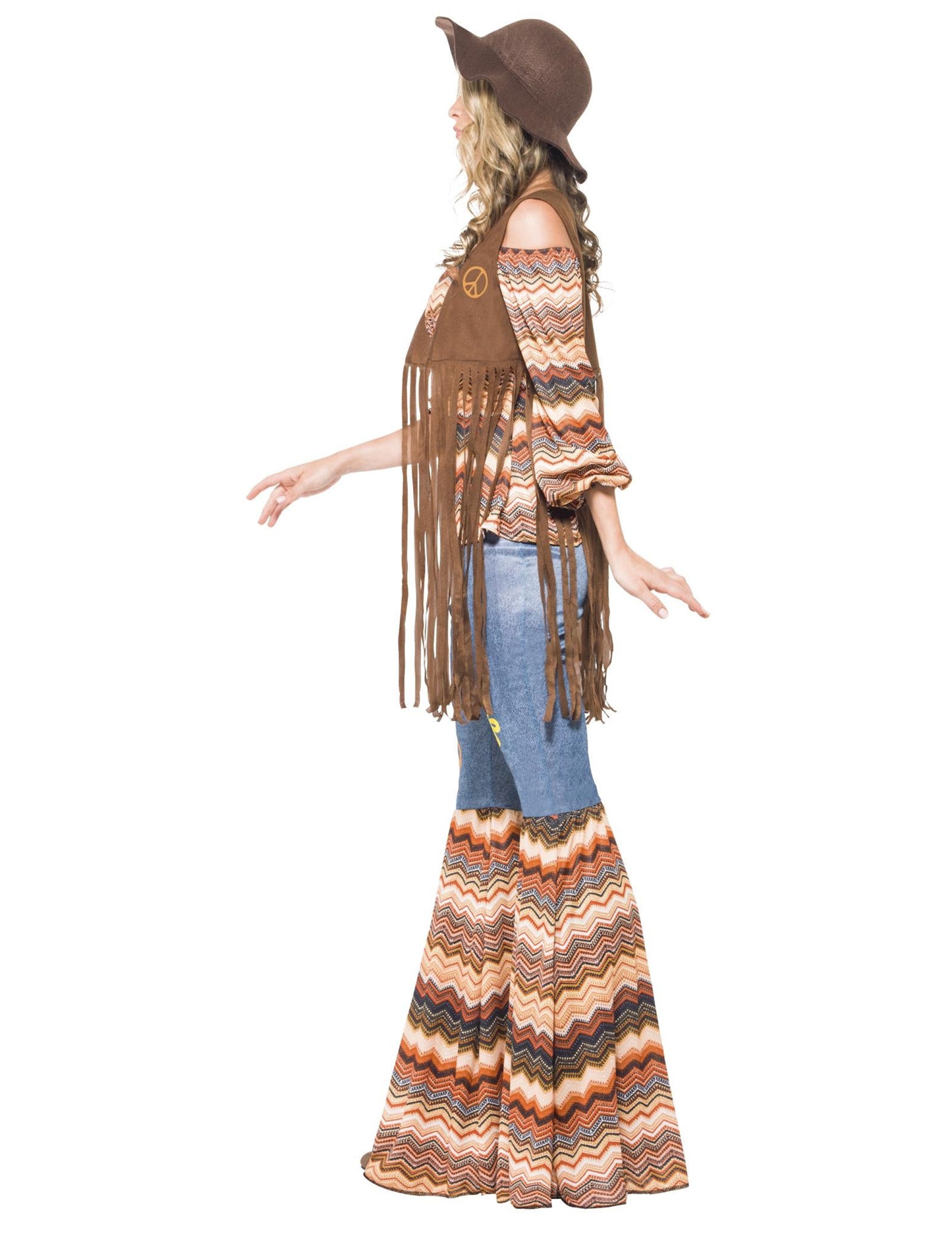 Profil nézet a női hippi harmónia jelmezről