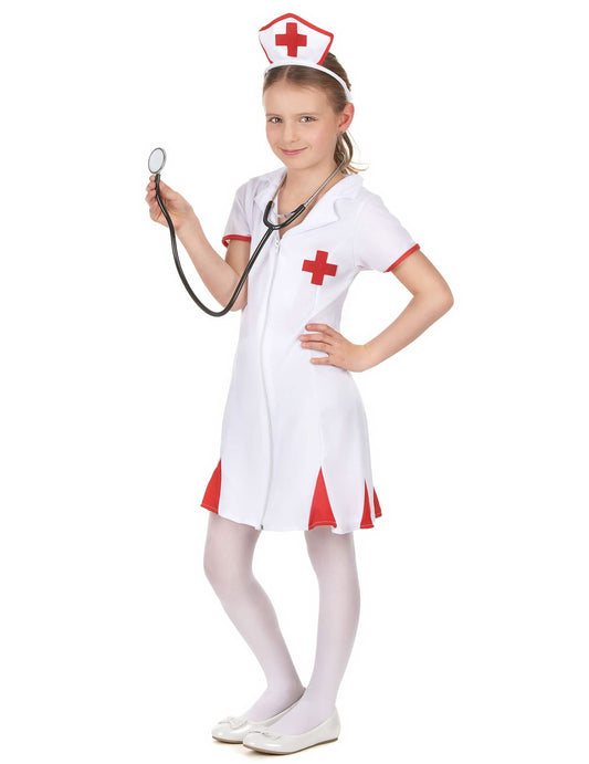Vue de face avec stéthoscope du déguisement d'infirmière