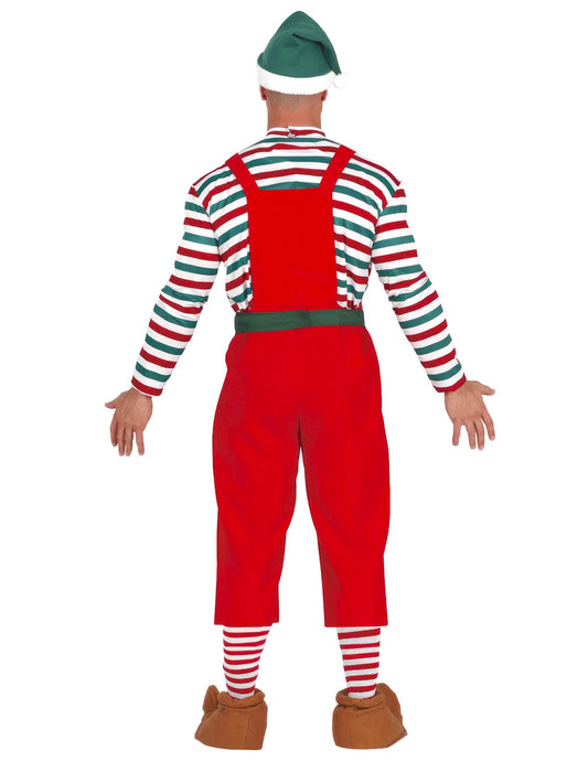 Vue de dos du déguisement lutin du Père Noël pour homme