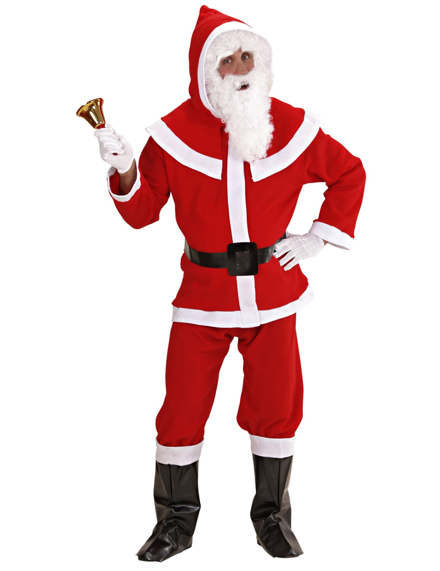 Komplett Mikulás jelmez férfiaknak szemöldökkel és szakállal