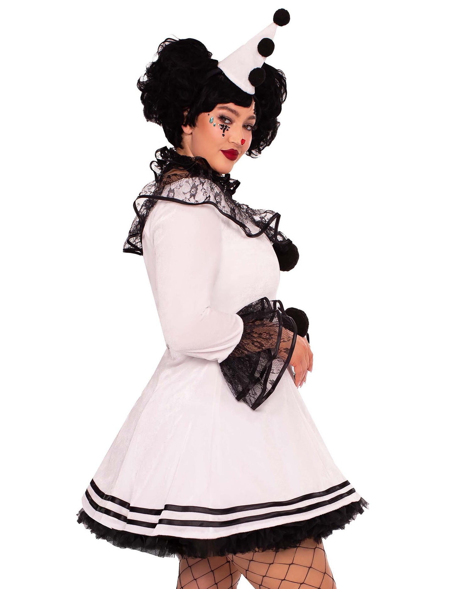 Szexi fehér pierrot jelmez plusz méret a nők számára