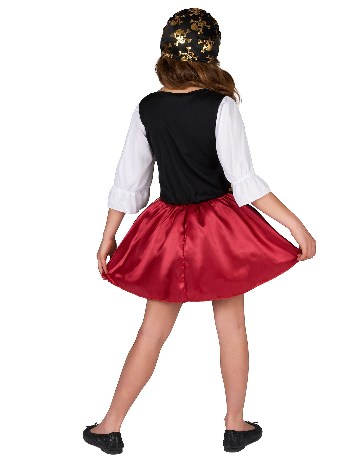 Hátulnézet a pirátdisguise arany mintákkal lányoknak