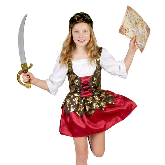 Sabre et carte au trésor du déguisement de pirate aux motifs dorés