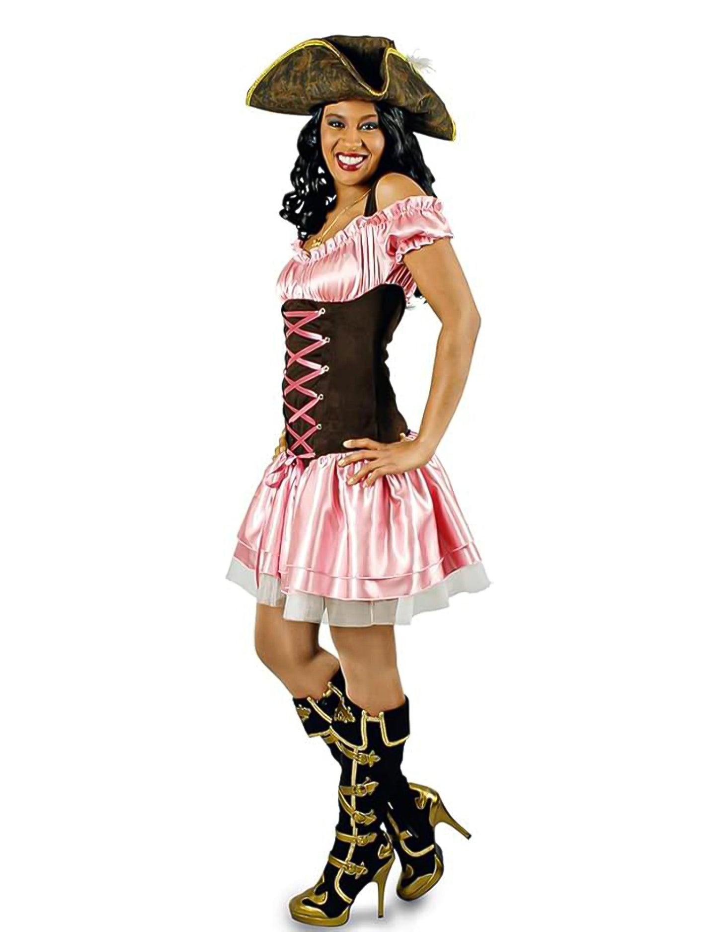 Női barna rózsaszín kalóz jelmez