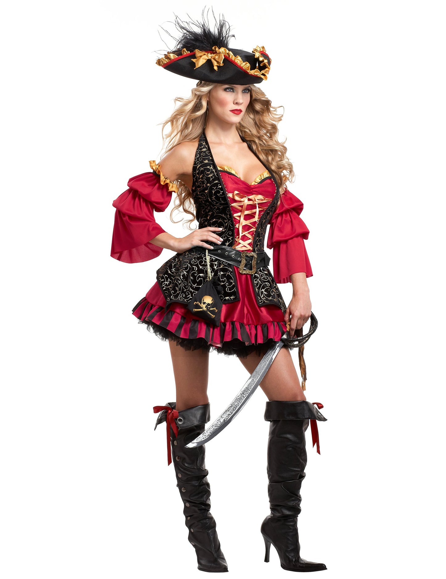 Piros kalóz jelmez nők számára - prémium