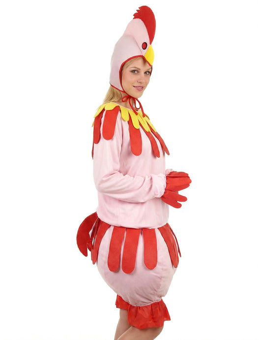 Vue de profil du déguisement de poule pour adulte